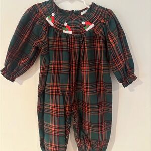 Marie Nicole Holiday Green Plaid Kids One Piece